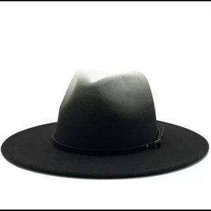 (Last 2) Wide brim fedora hat, belt around - black/white